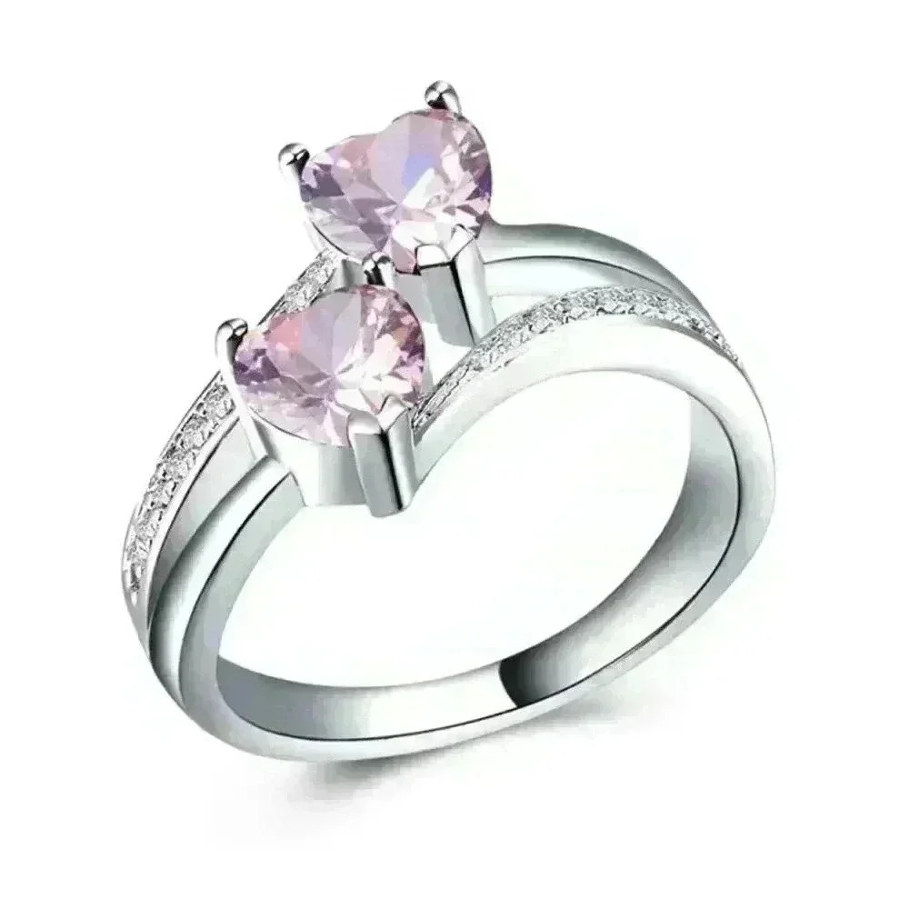 ✨925 Silver Plated Pink Heart Cut Emerald Exquisite Ring, GPMB1528